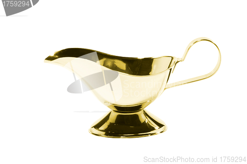 Image of Old-fashioned antique precious golden sauce boat