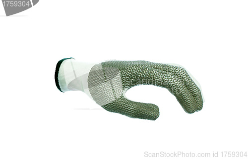 Image of Green work glove isolated on a white background