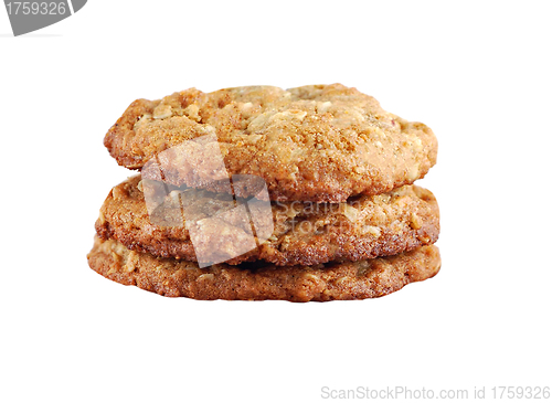 Image of Trio Of Chocolate Chip Cookies Isolated On White Background