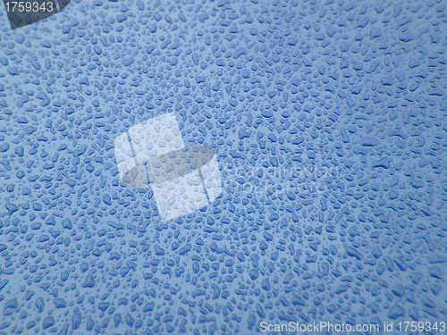 Image of Water droplets on blue background