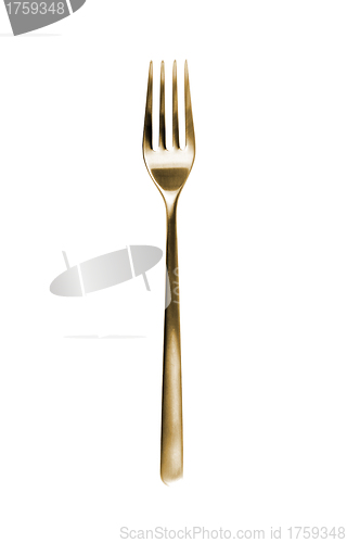 Image of Golden fork isolated on a white background