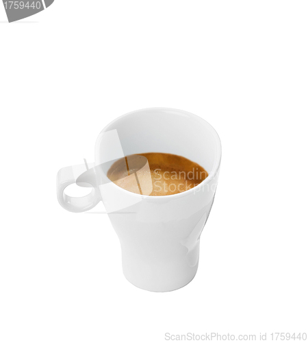 Image of espresso coffee in a white cup on a white background