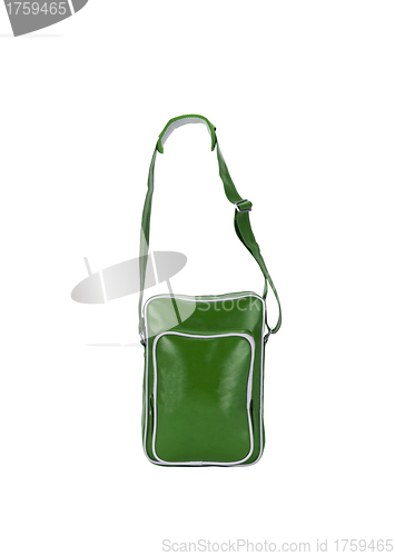Image of Green leather bag isolated
