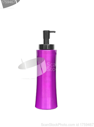 Image of Purple cosmetic bottle isolated on the white