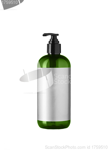 Image of Green cosmetic bottle isolated on the white