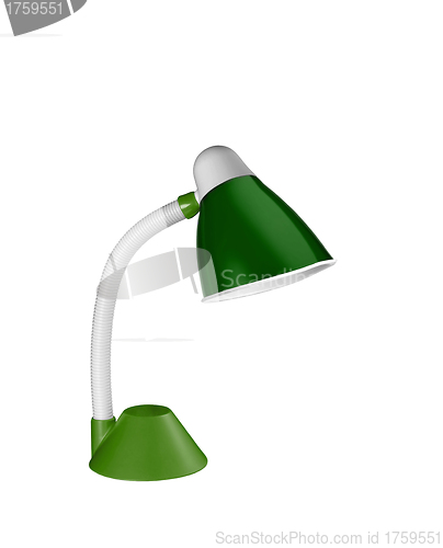 Image of metalic green table lamp isolated on white background