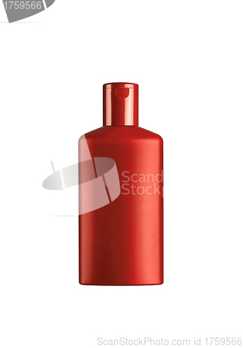 Image of red cosmetic bottle isolated on the white