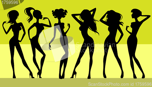 Image of Six girls silhouettes