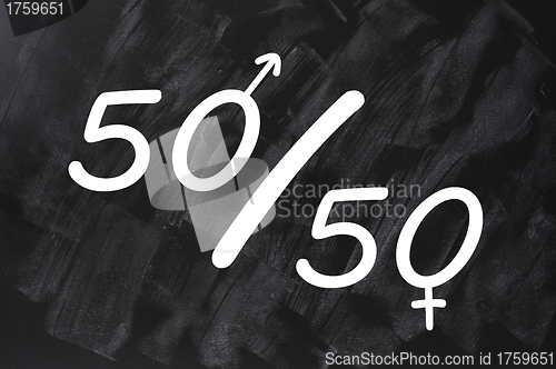 Image of Fifty percent concept of gender equal opportunities