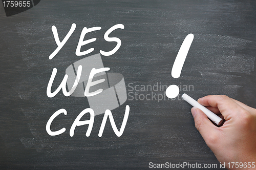 Image of Yes we can - written with chalk on a blackboard