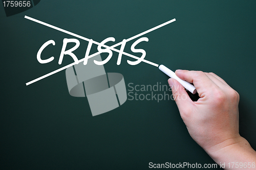 Image of Crossing out crisis on a green chalkboard