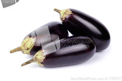 Image of Three eggplant isolated on white background