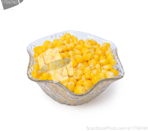 Image of Sweetcorn in crystal bowl isolated on a white background