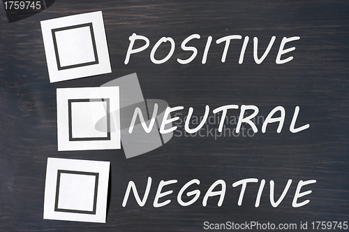 Image of Feedback positive neutral negative on a chalkboard