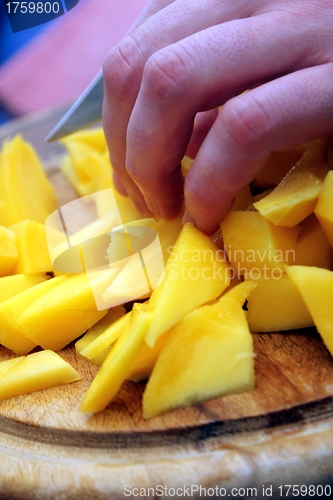 Image of cutting mango slices