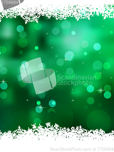 Image of Green background with snowflakes. EPS 8
