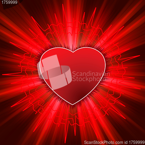 Image of Glowing Heart with heartbeat. EPS 8