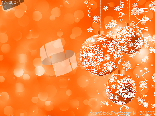 Image of Christmas orange background with snowflakes. EPS 8
