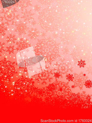 Image of Abstract red winter with snowflakes. EPS 8