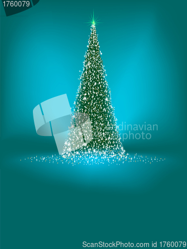 Image of Abstract green christmas tree on blue. EPS 8