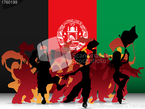 Image of Afghanistan Sport Fan Crowd with Flag