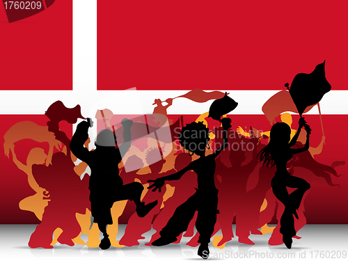 Image of Denmark Sport Fan Crowd with Flag