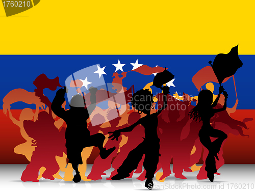 Image of Venezuela Sport Fan Crowd with Flag