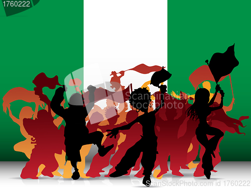 Image of Nigeria Sport Fan Crowd with Flag