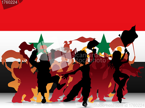 Image of Syria Sport Fan Crowd with Flag