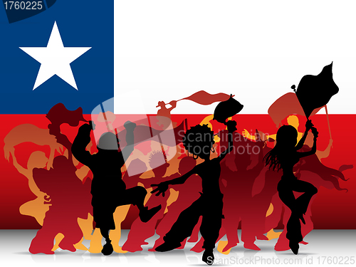 Image of Chile Sport Fan Crowd with Flag