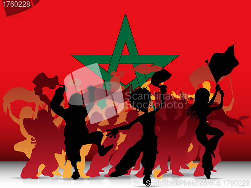 Image of Morocco Sport Fan Crowd with Flag