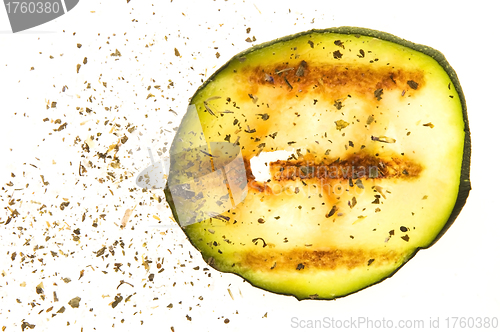 Image of Grilled organic zucchini slices with herbs and spices