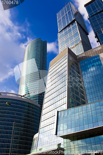 Image of Modern skyscrapers in the sky