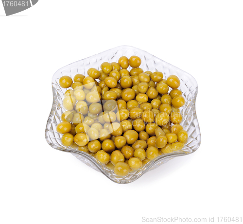 Image of Preserved peas in crystal bowl isolated on a white background