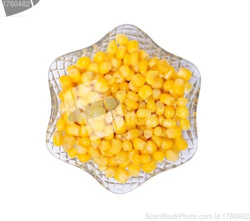 Image of Sweetcorn in crystal bowl isolated on a white background