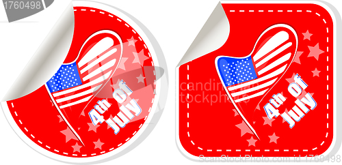 Image of USA flag sign label stickers set