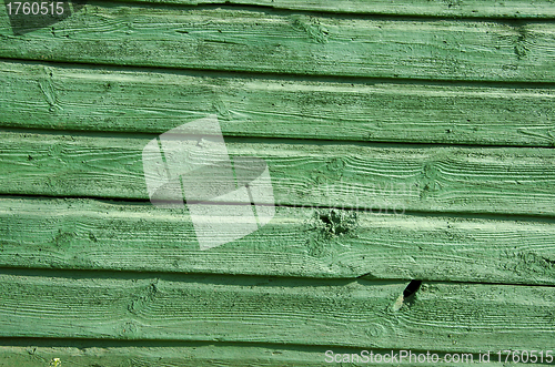Image of Background of old wooden board wall painted green 