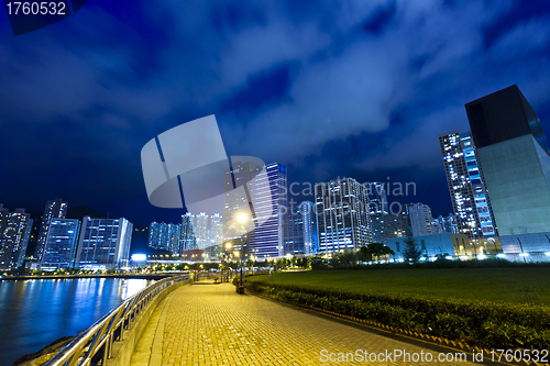 Image of Hong Kong apartment blocks at night