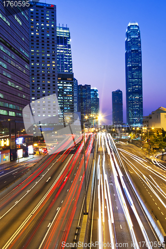 Image of Traffic though downtown in Hong Kong