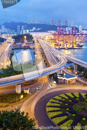 Image of Hong Kong traffic at night