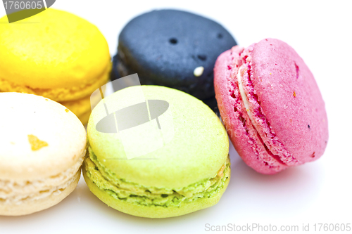 Image of Photo of French dessert, colorful macarons.