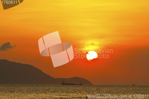 Image of Sunset over the ocean 
