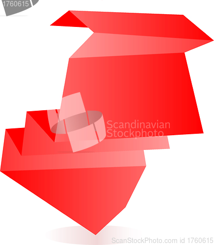 Image of red origami paper banners and stickers