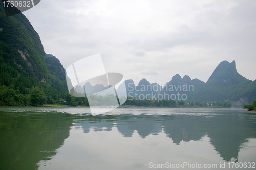 Image of Beautiful Karst mountain landscape in Yangshuo Guilin, China