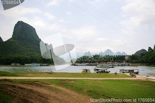 Image of Beautiful Karst mountain landscape in Yangshuo Guilin, China