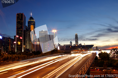 Image of Busy traffic in Hong Kong at night