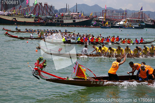 Image of HONG KONG - MAY 28: Dragon Boat Race on May 28, 2007 in Tuen Mun