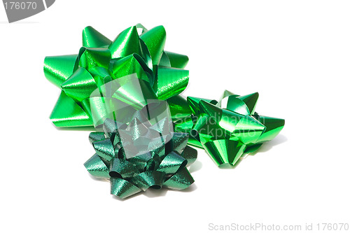 Image of green foil bows