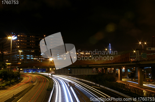 Image of Traffic in Hong Kong at night