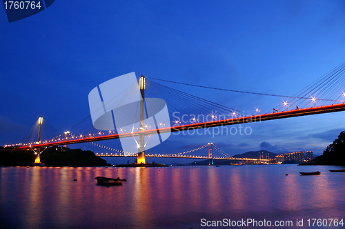 Image of Ting Kau Bridge at night in Hong Kong